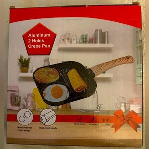 Black Aluminum Crepe Pan with Wood Handle